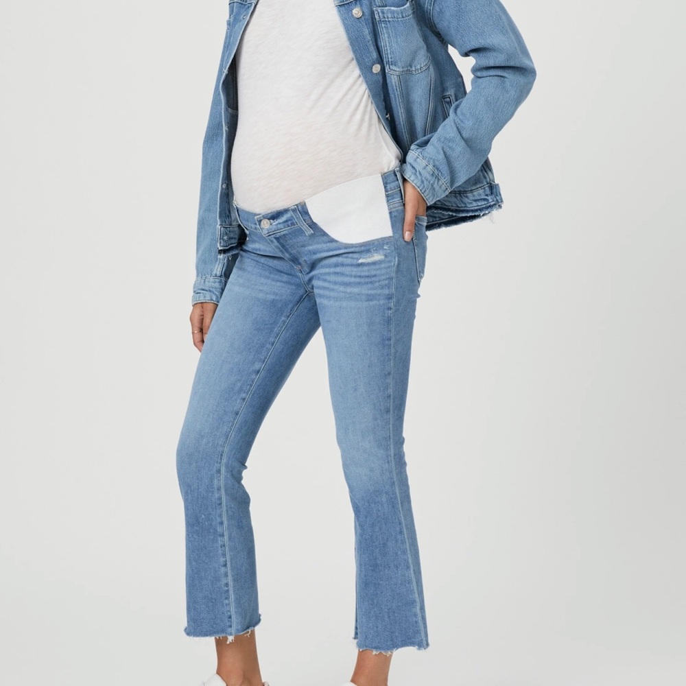 PAIGE Light Blue Cropped Jeans Maternity